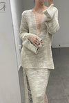 SWAYING/KNIT V-neck floating jumper SW23AW1T47 off-white